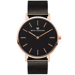 Rose Gold and Black Face Watch | Black Mesh Watch Strap | Bow London | Duo Mono X Rose