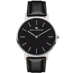 Silver and Black Face Watch | Black Leather Watch Strap | Bow London | Mayfair X Silver