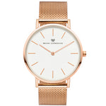 Rose Gold and White Face Watch | Rose Gold Mesh Watch Strap | Bow London | Classic X Rose