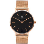 Rose Gold and Black Face Watch | Rose Gold Mesh Watch Strap | Bow London | Classic Mono X Rose