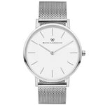 Silver and White Face Watch | Silver Mesh Watch Strap | Bow London | Classic X Silver