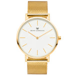 Gold and White Face Watch | Gold Mesh Watch Strap | Bow London | Classic X Gold