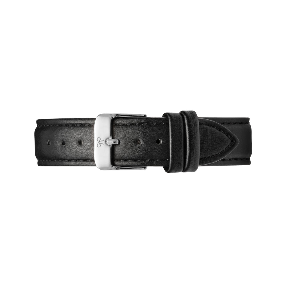 Silver and Black Leather Watch Strap | Bow London | Mayfair X Silver
