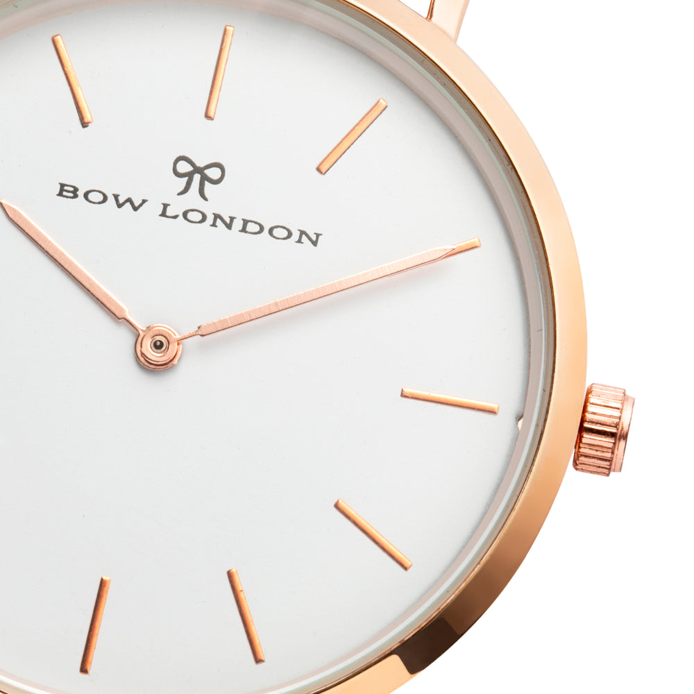 Classic Rose Gold and White Watch Face | Bow London