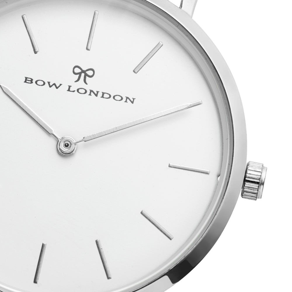 Silver and White Watch Face | Bow London